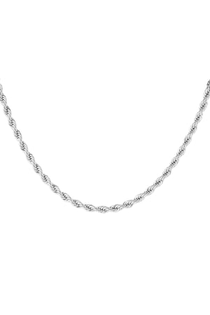 Necklace twisted short - Silver color-4.5MM h5 