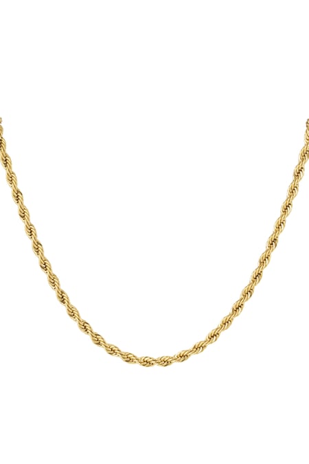 Unisex necklace thick twisted 60cm - gold-4.5MM