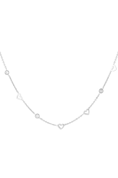 Necklace with heart and diamond charms - stainless steel   h5 