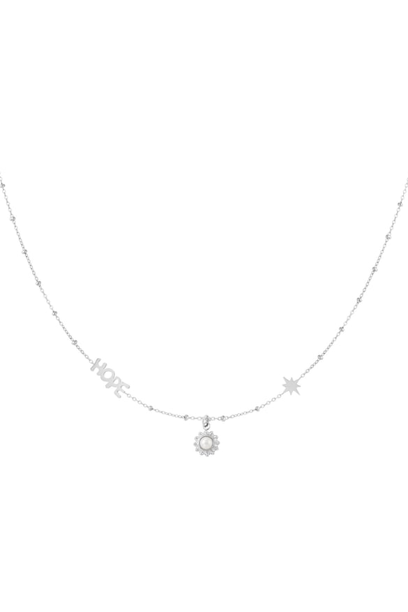 Ball chain with hope and pendants - Silver Color color 2