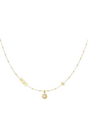 Ball chain with hope and pendants - Gold color h5 