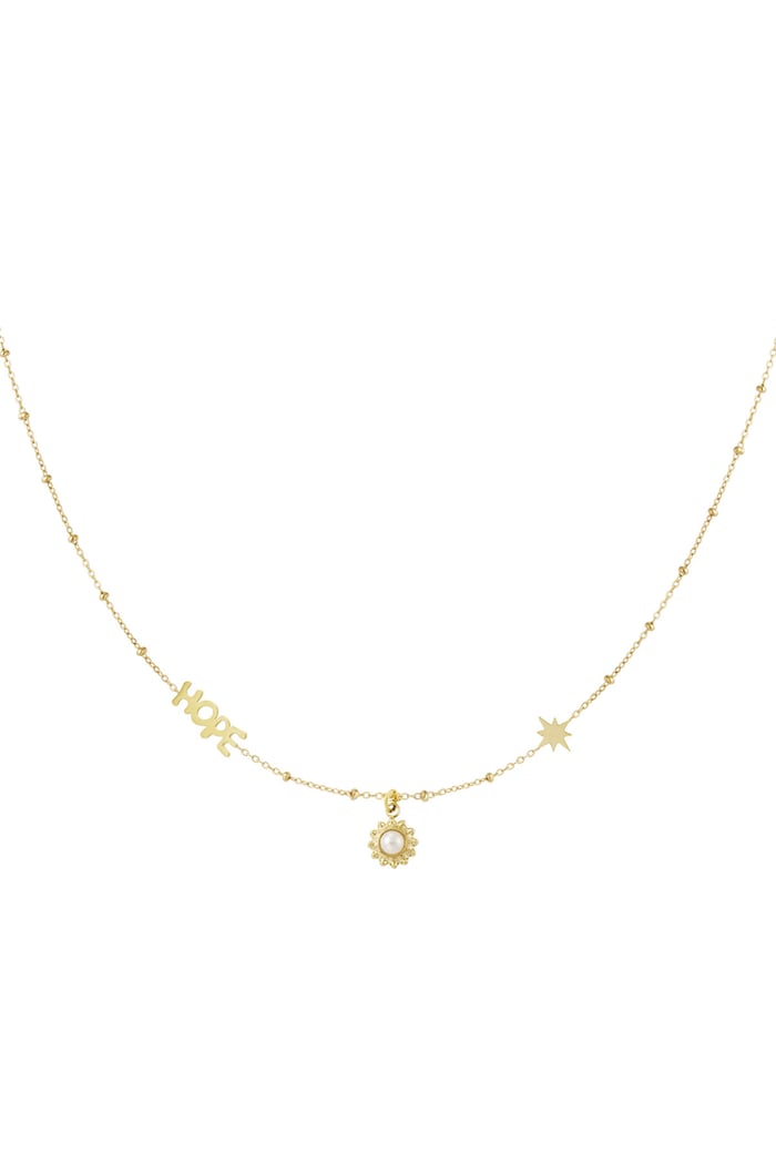 Ball chain with hope and pendants - Gold color 