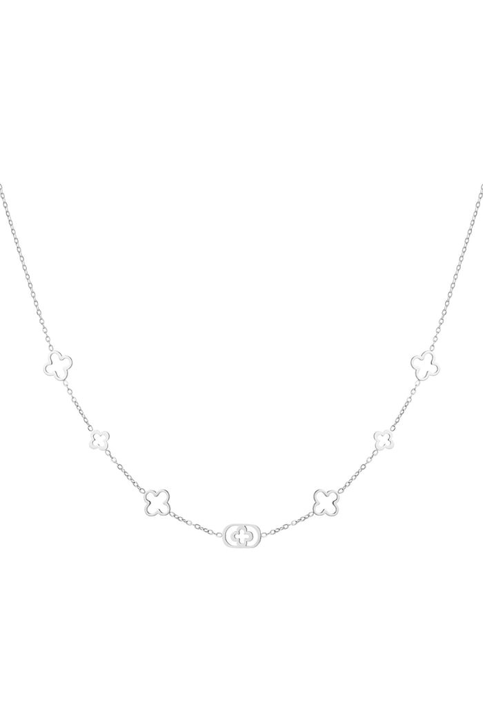 Classic necklace with clover charms - Silver Color color 