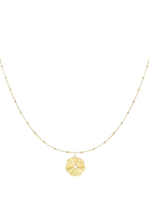 ball necklace with simple flower - Gold color h5 