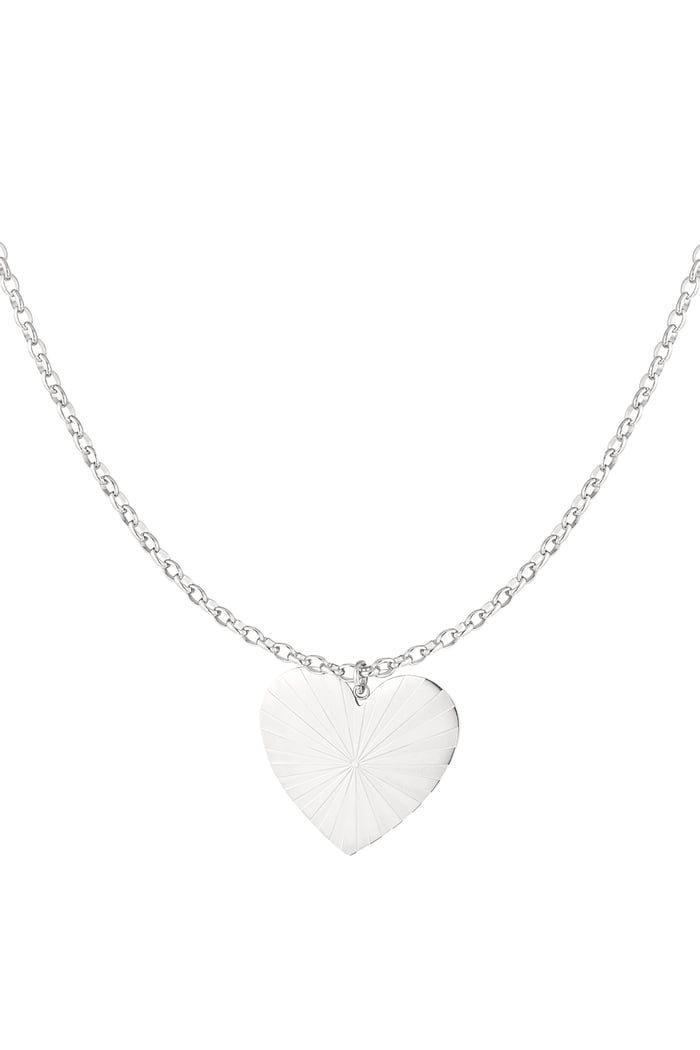 Long necklace big heart - Silver Color color 