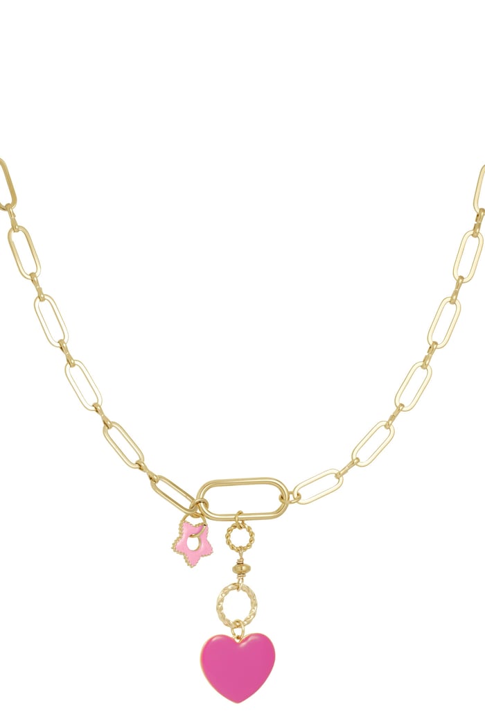 Necklace flower to heart - rose Gold color 