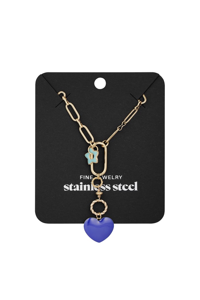 Necklace flower to heart - blue Gold color Picture3