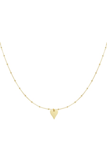 Necklace with balls and heart charm - Gold color