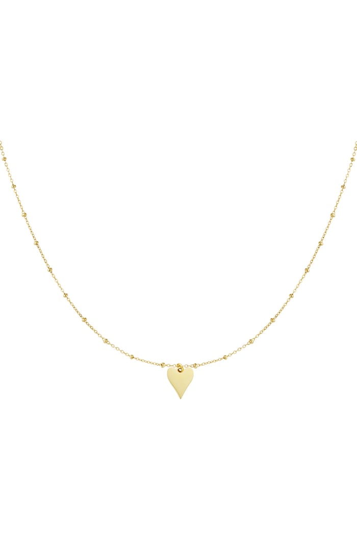 Necklace with balls and heart charm - Gold color 