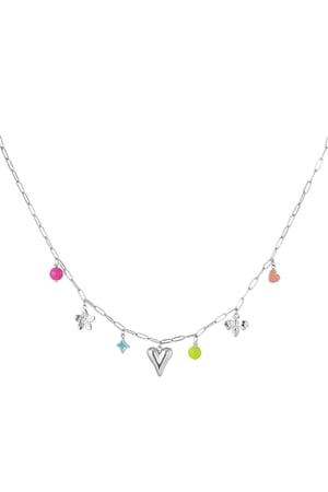 Charm necklace with colorful charms - Silver Color color h5 