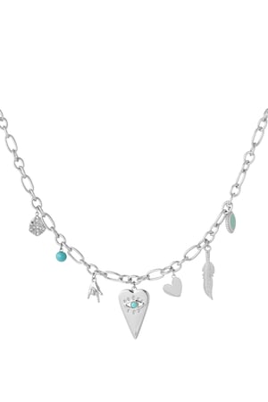 Charm necklace with cheerful charms - Silver Color color h5 