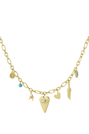 Charm necklace with cheerful charms - Gold color h5 