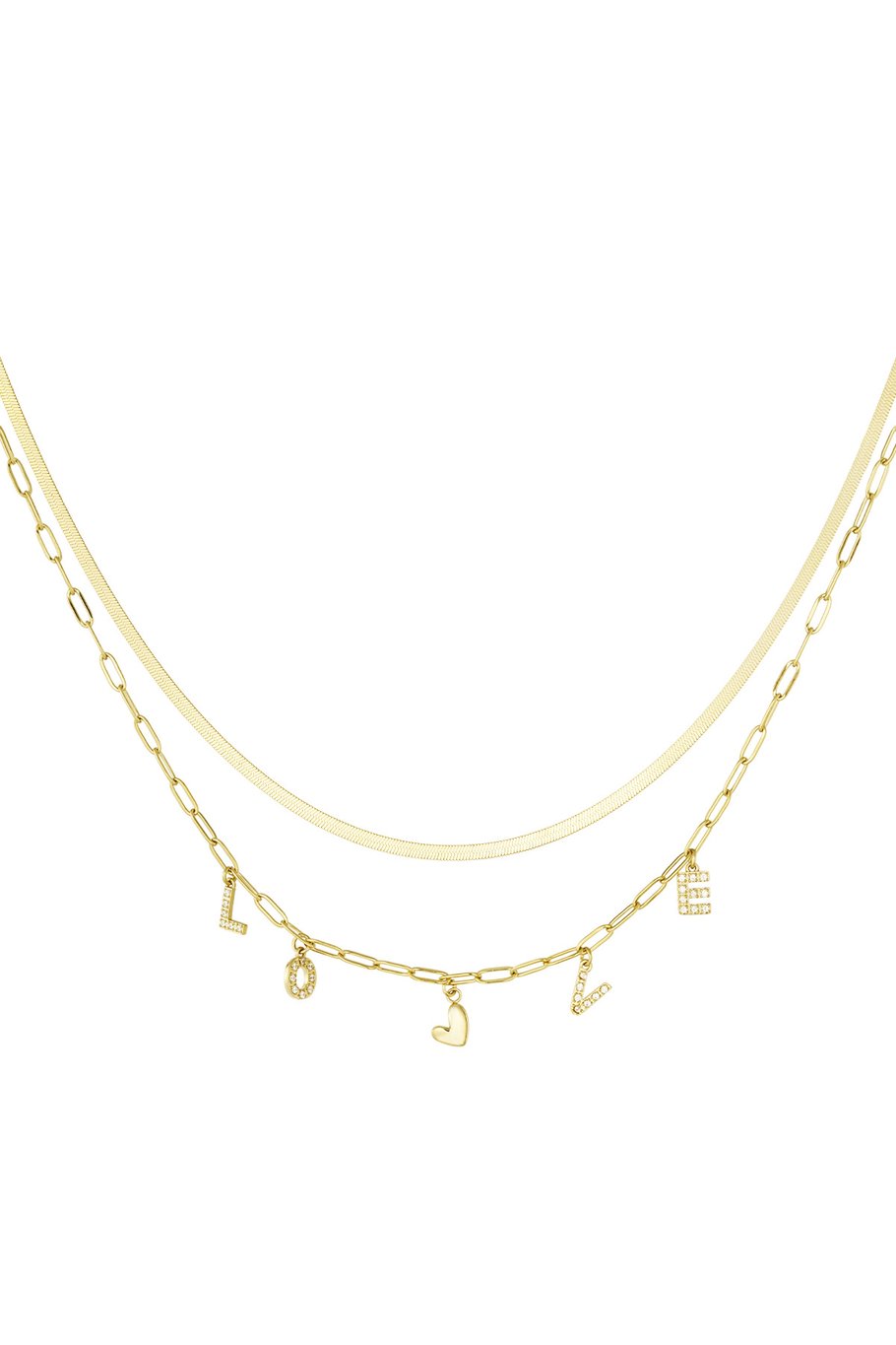 Charm necklace love letter - Silver Color color