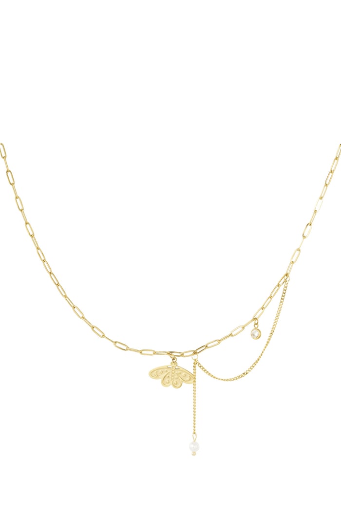 Butterfly charm necklace - Gold color 