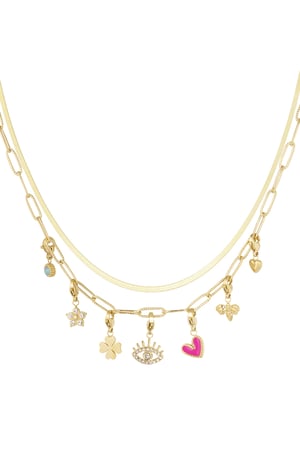 Charm necklace lovey dovey - Gold color h5 