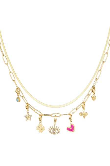 Charm necklace lovey dovey - Gold color