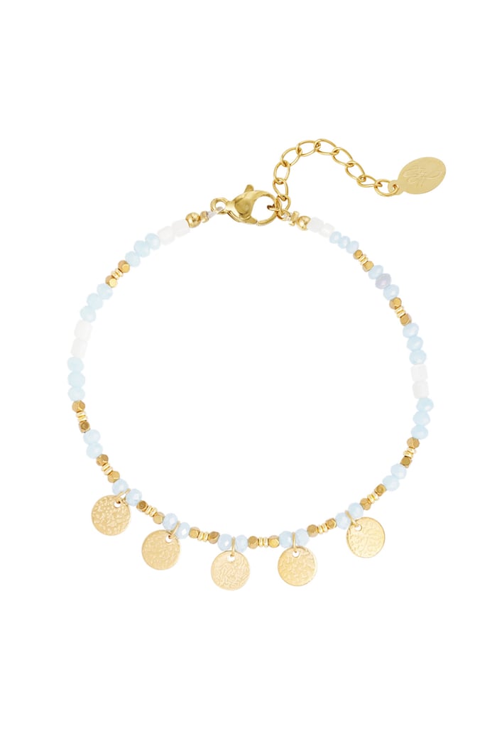 Anklet with coin charms - light blue 