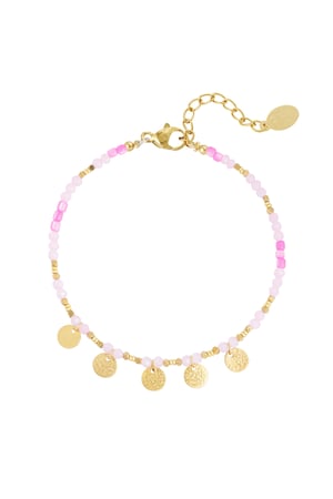 Anklet with coin charms - pink/Gold color h5 