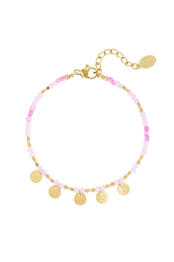 Anklet with coin charms - pink/Gold color 