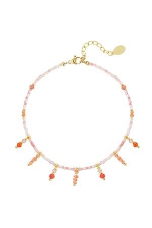 Beaded bracelet with beaded pendants - orange / Gold color h5 