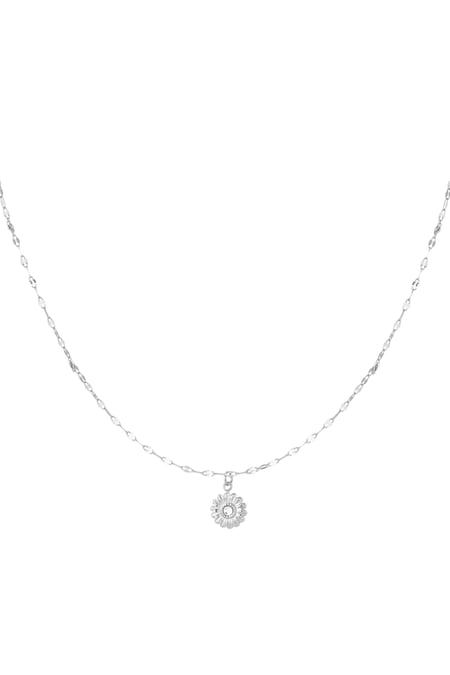 Twisted necklace with flower charm - Silver Color color 2