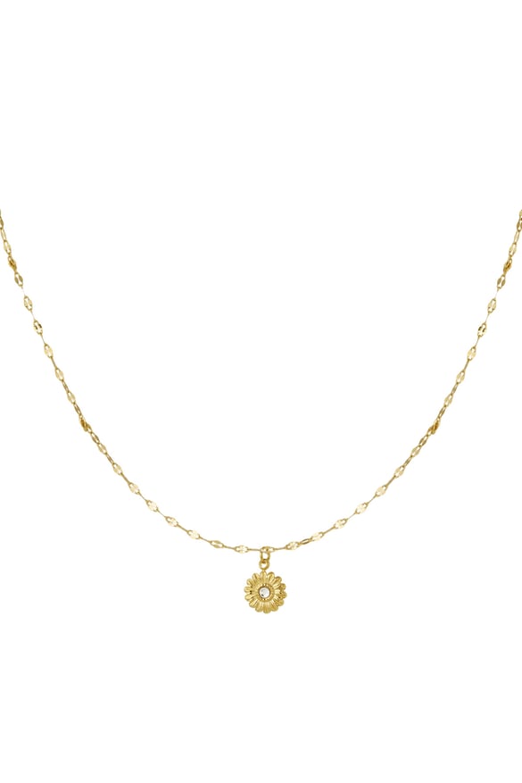Gedrehte Halskette mit Blumenanhänger – Goldfarbe  - Goldfarbefarbe 2