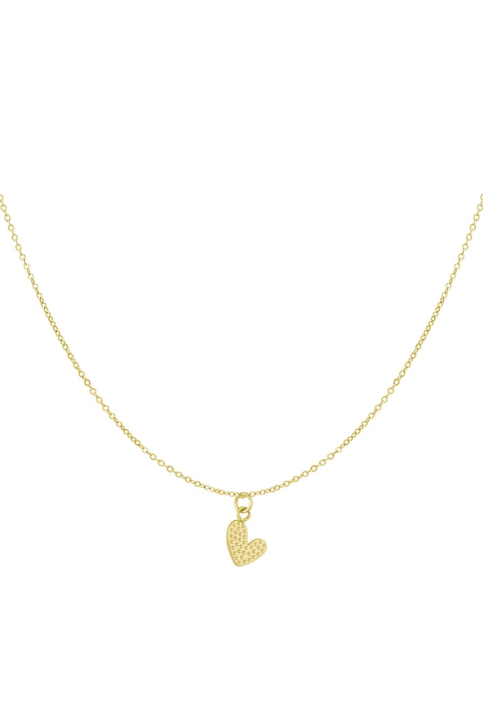 Classic necklace with heart charm - Gold color 