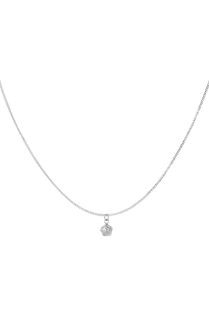 Simple necklace with flower charm - Silver Color color h5 