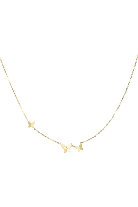 Classic necklace with three butterfly charms - Gold color 2