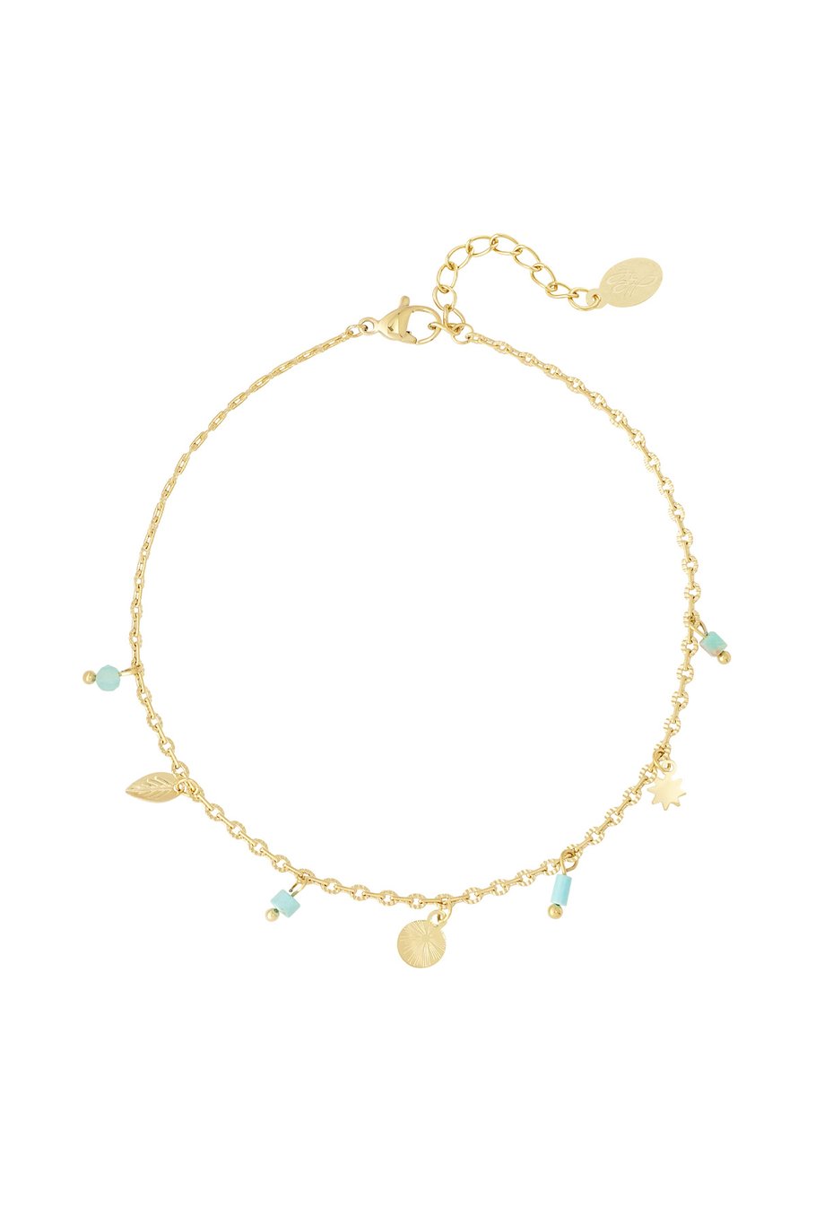 Simple spring anklet natural stone - Gold color 