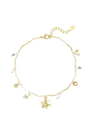 Charm anklet summer flower - Gold color h5 