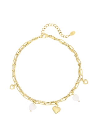 Double love anklet with charms - Gold color h5 