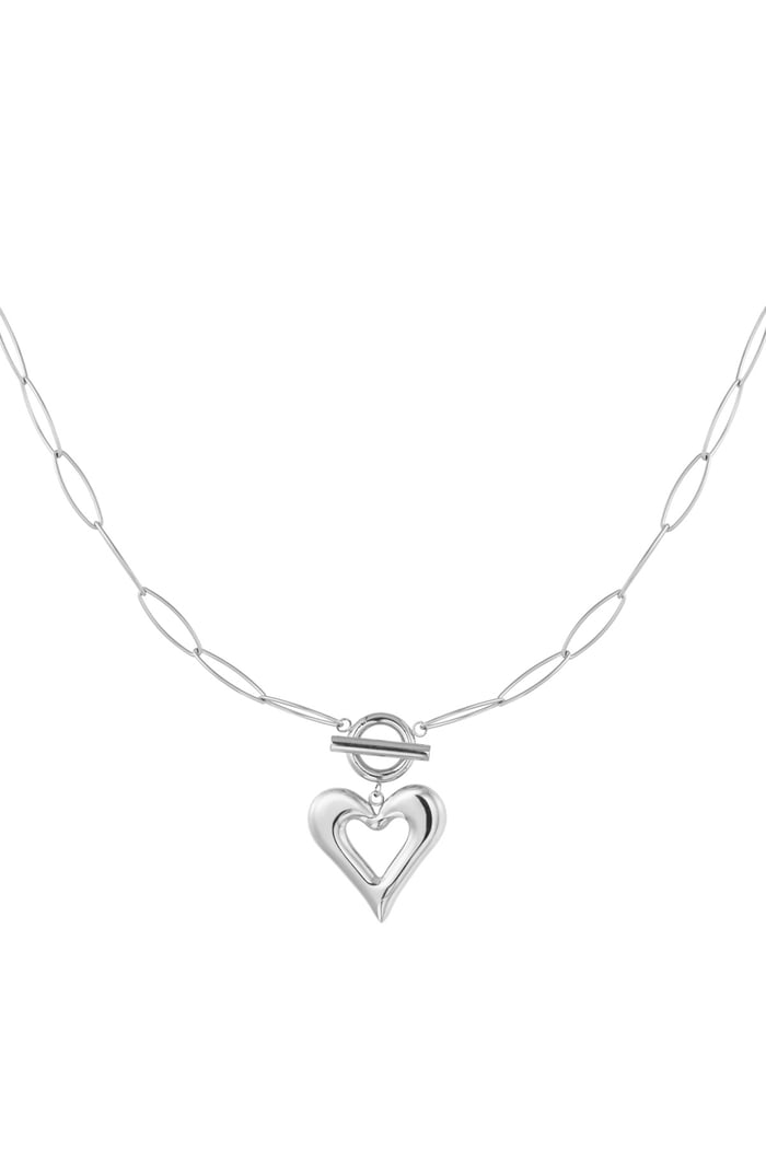 Link chain thick heart - Silver Color color 