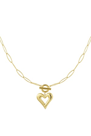 Link chain thick heart - Gold color h5 