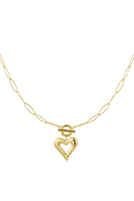 Link chain thick heart - Gold color 2