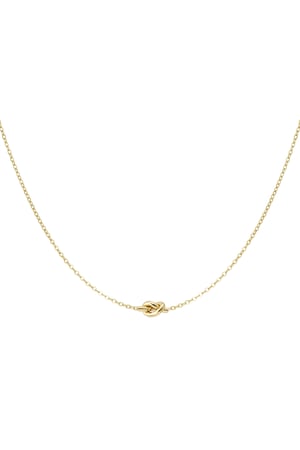 Simple necklace with knotted charm - Gold color h5 