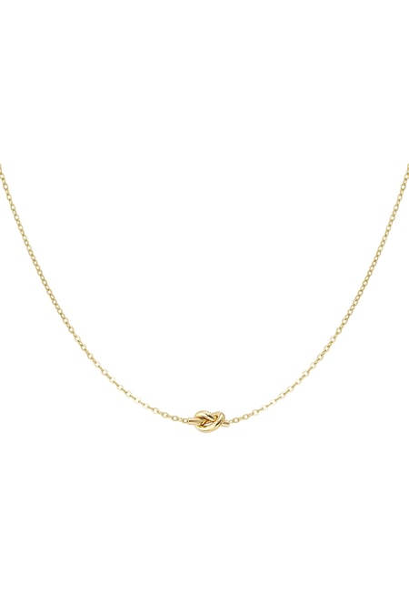 Simple necklace with knotted charm - Gold color