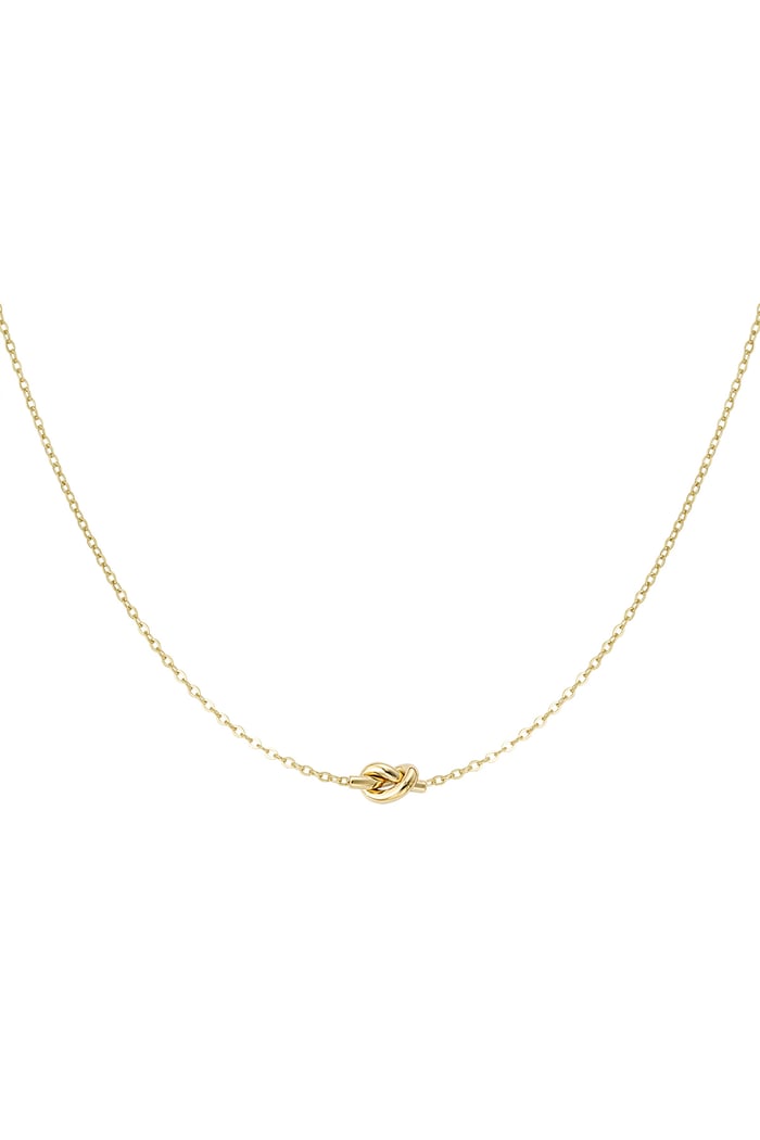 Simple necklace with knotted charm - Gold color 