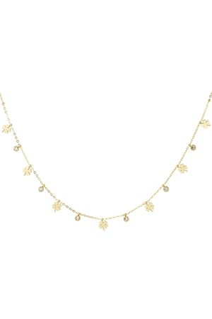 Charm necklace with clover and diamonds - Gold color h5 