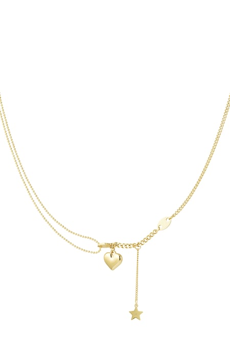 Necklace with heart and star charm - Gold color 2