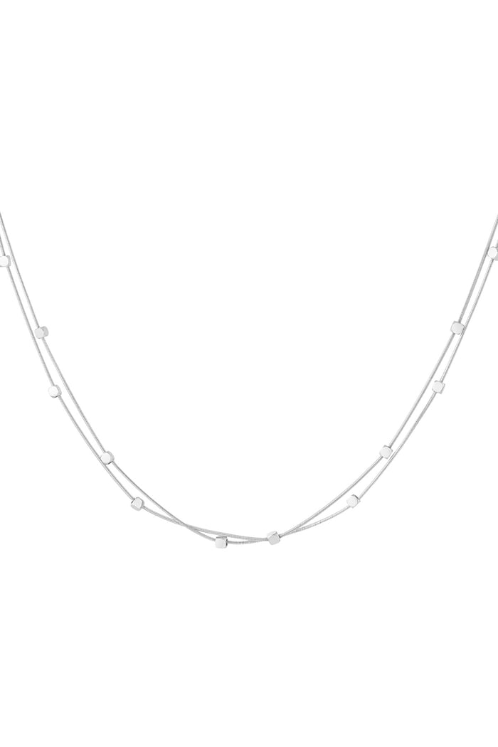 Double chain with coins - Silver Color color 