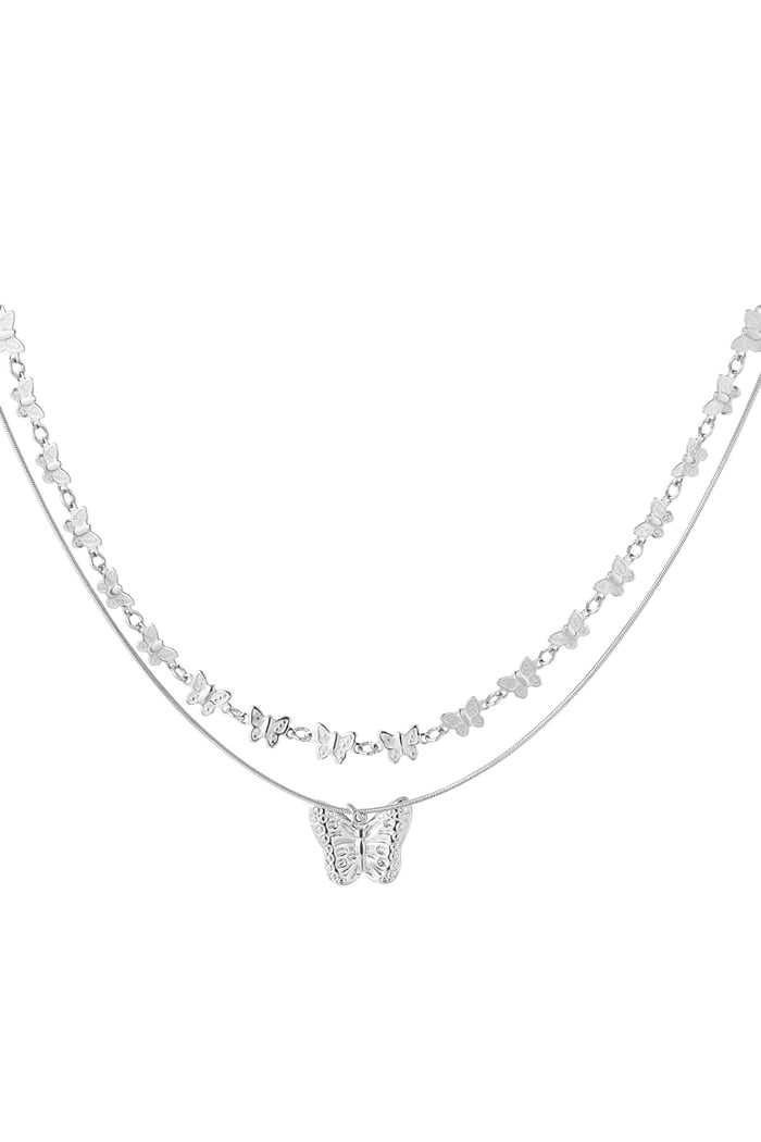 Necklace with butterflies - Silver Color color 