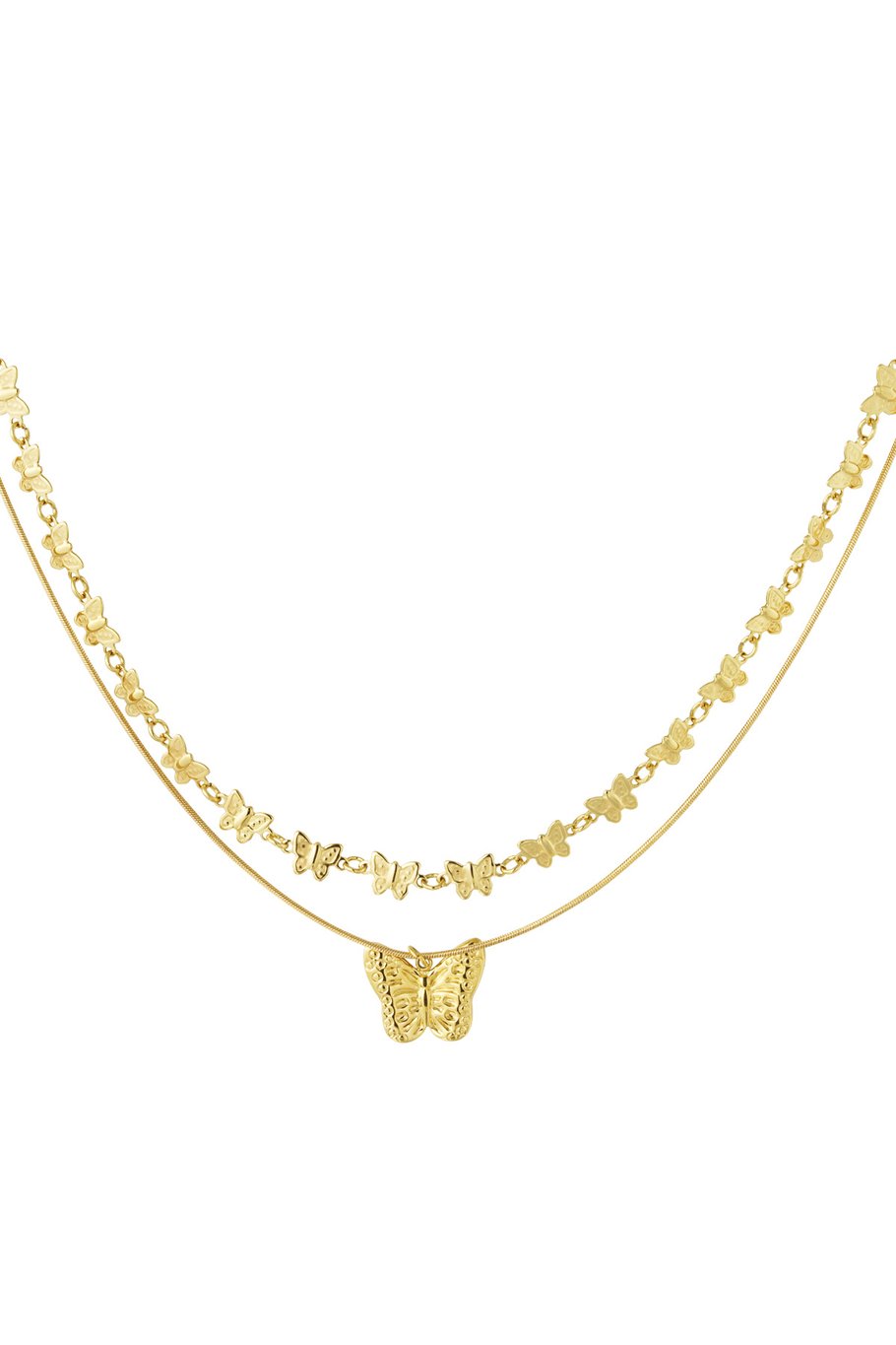 Necklace with butterflies - Silver Color color