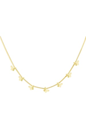 Flat link necklace with butterflies - Gold color h5 