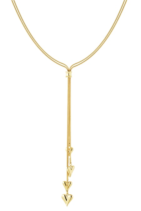 Long necklace with heart charms - Gold color 2