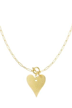 Long linked necklace large heart - Gold color h5 