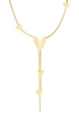 Long necklace with hearts all over - Gold color h5 