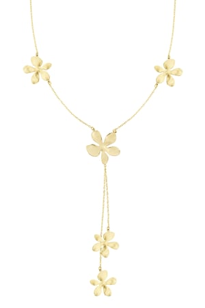 Long flower party necklace - Gold color h5 