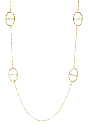 Long necklace with oval charms - Gold color h5 