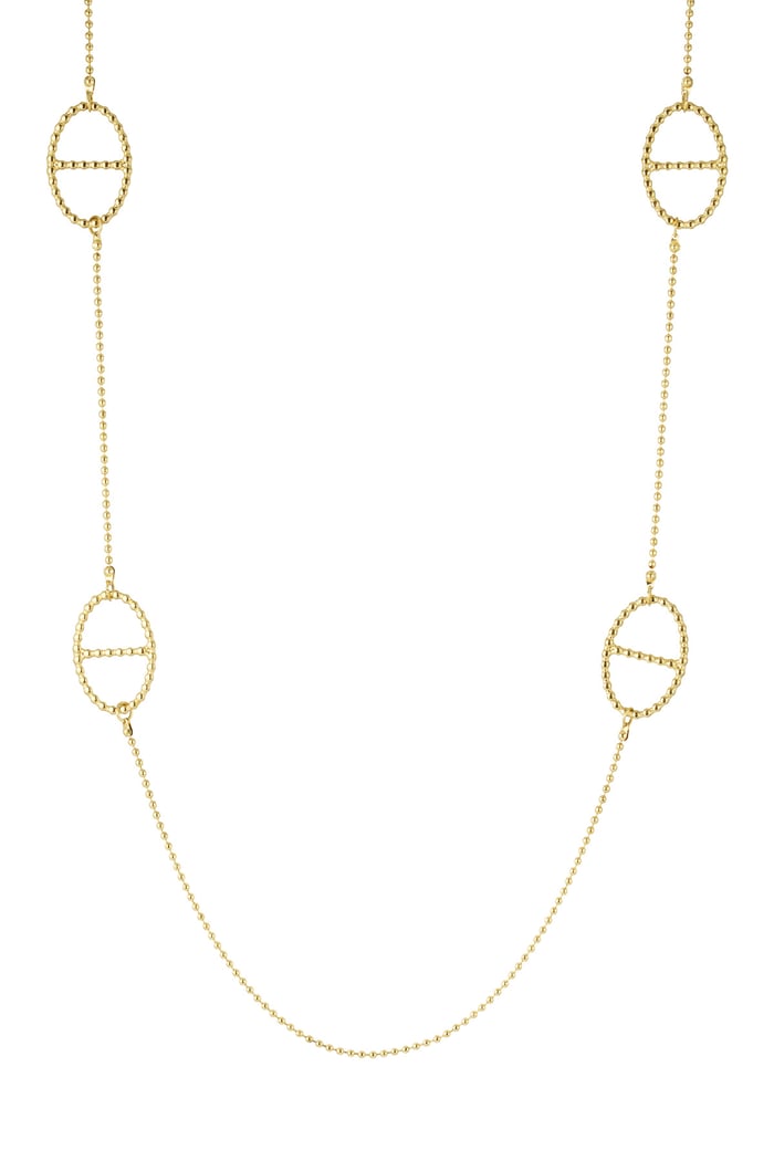 Long necklace with oval charms - Gold color 